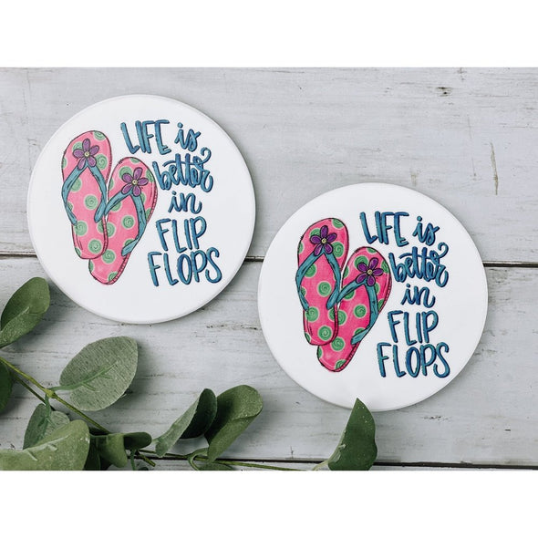 Life Is Better In Flip Flops Sandstone Coasters