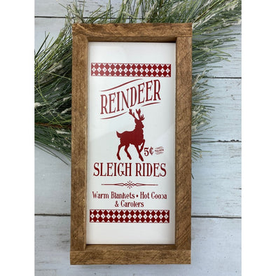 reindeer and sleigh rides subway tile sign