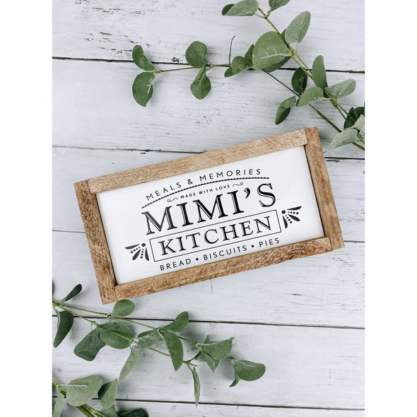 mimi's kitchen subway tile sign