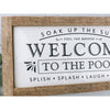 welcome to our pool subway tile sign