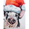 Christmas Pig With Hat Wood Sign