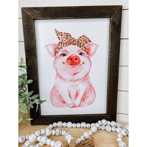 Watercolor Pig Wood Sign