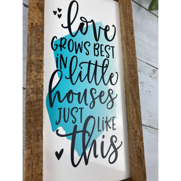 love grows best in little house like this subway tile sign