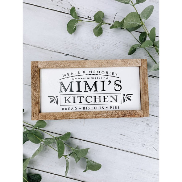 mimi's kitchen subway tile sign