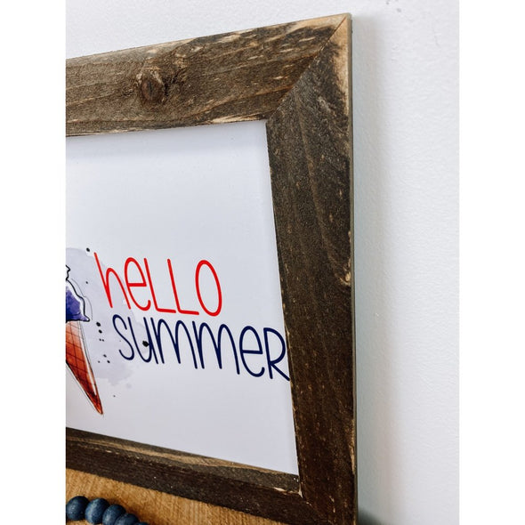 hello summer with patriotic snow cone sign