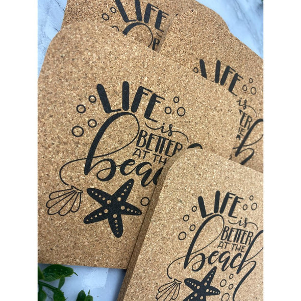 Life Is Better At The Beach Cork Or Sandstone Coasters