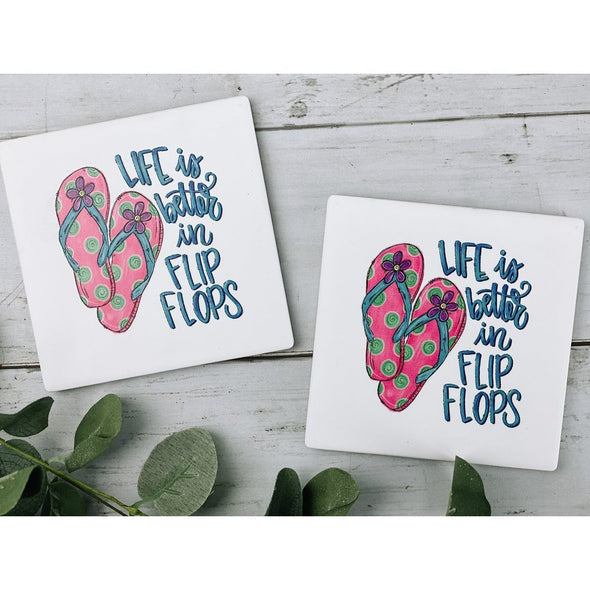 Life Is Better In Flip Flops Sandstone Coasters