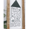 our home is filled with love, laugher and dog hair subway tile sign
