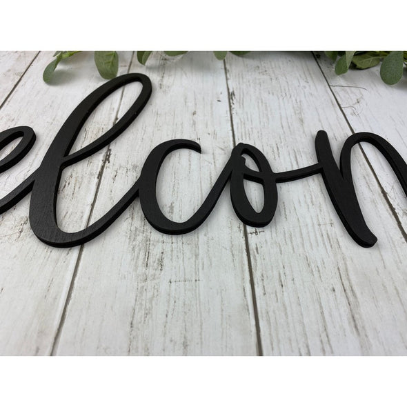 Welcome Wood Cut Word (midnight)