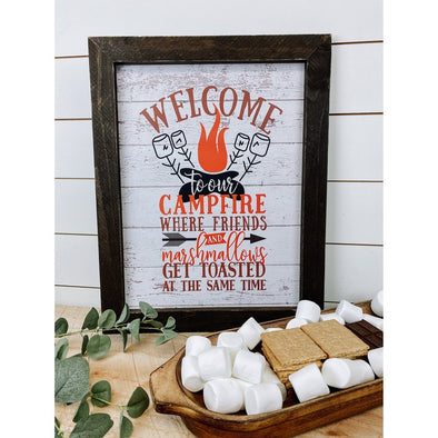 Welcome To Our Campfire Camping Sign