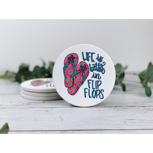 Life Is Better In Flip Flops Sandstone Coasters