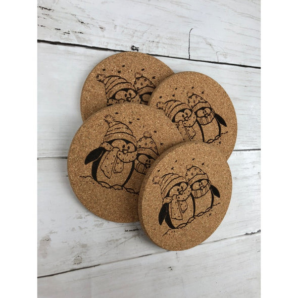 Penguins Cork Coasters