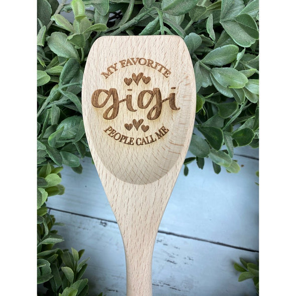 My Favorite People Call Me Gigi's W/ Hearts Wooden Spoon