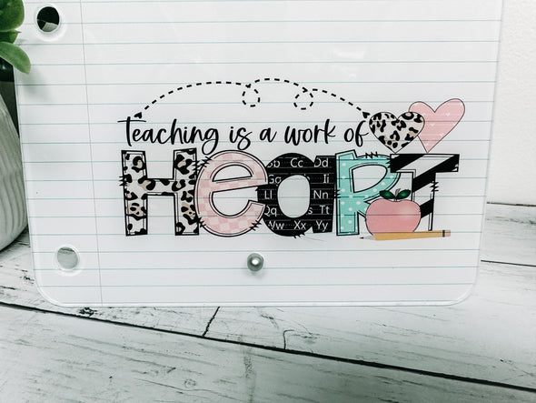 Teaching Is A Work Of Heart, Teacher Gift, Teacher Desk Decor, Teacher Dry Erase Board