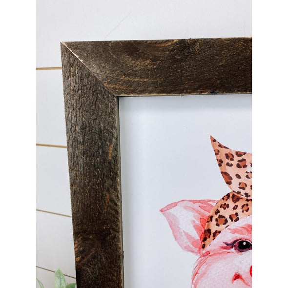 Watercolor Pig Wood Sign
