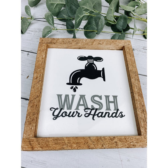 wash your hands subway tile sign