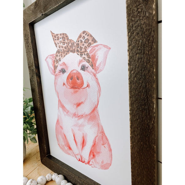 Watercolor Pig Wood Sign