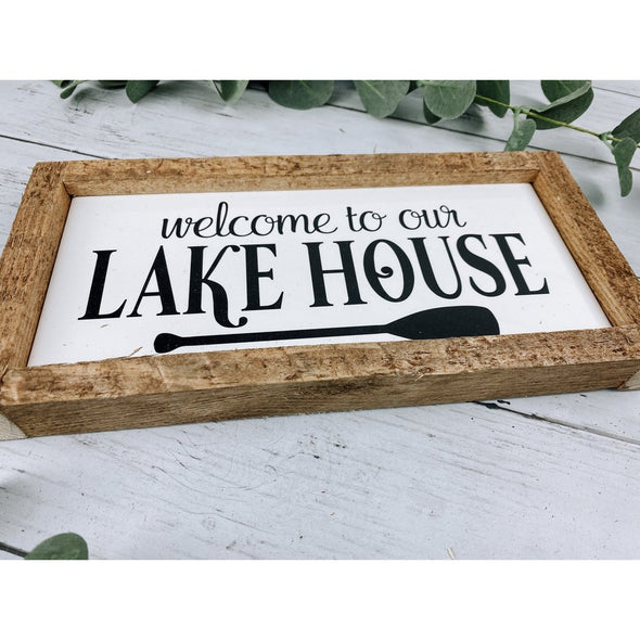 welcome to our lake house subway tile sign