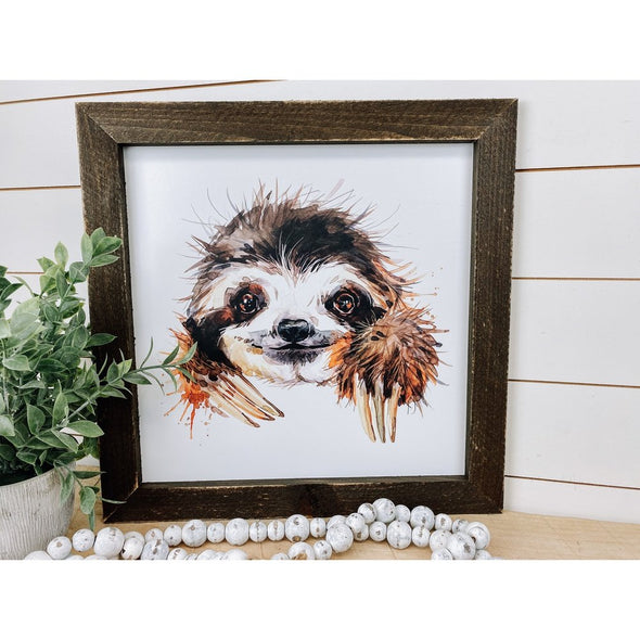 Watercolor Sloth Wood Sign