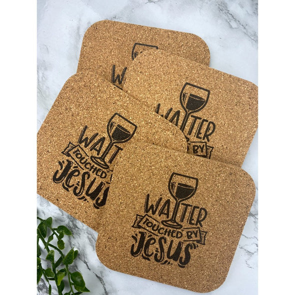 Water Touched By Jesus Cork Or Sandstone Coasters