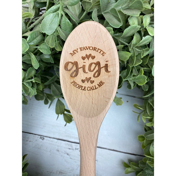 My Favorite People Call Me Gigi's W/ Hearts Wooden Spoon