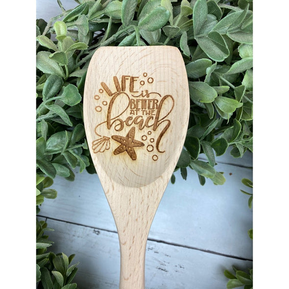 Life Is Better At The Beach with Star Fish Wooden Spoon