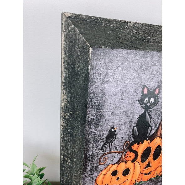 Black Cat And Pumpkins Halloween Sign