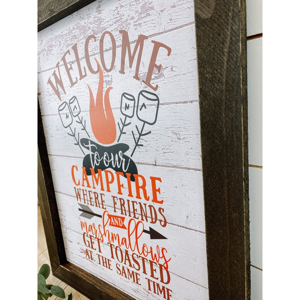 Welcome To Our Campfire Camping Sign