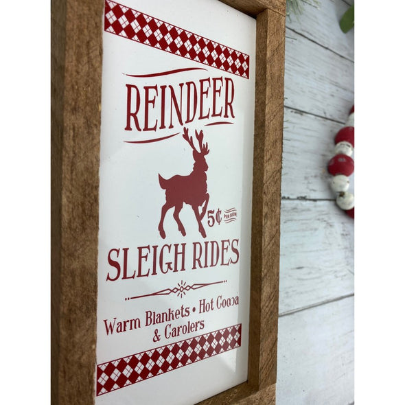 reindeer and sleigh rides subway tile sign