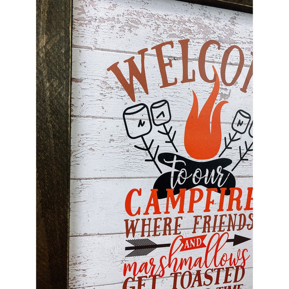 Welcome To Our Campfire Camping Sign
