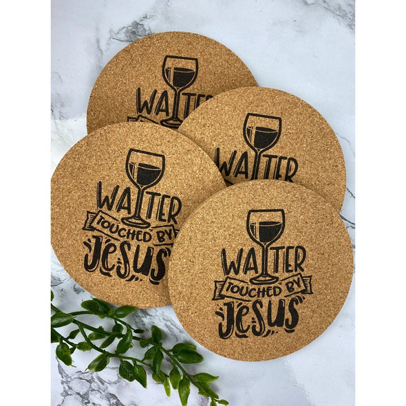 Water Touched By Jesus Cork Or Sandstone Coasters