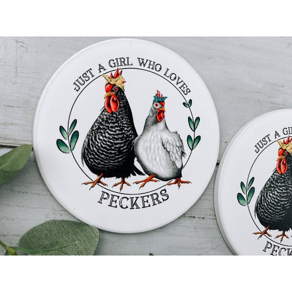 Just A Girl Who Loves Peckers Sandstone Coasters