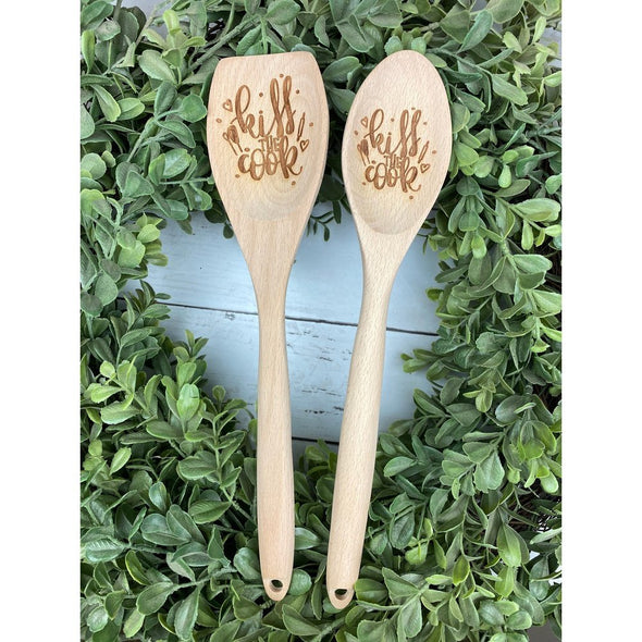 Kiss The Cook Wine Wooden Spoon