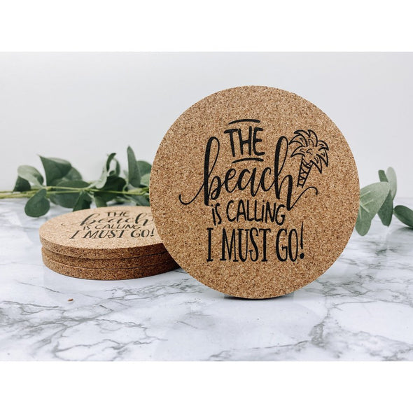 The Beach Is Calling I Must Go With A Palm Tree Cork Or Sandstone Coasters