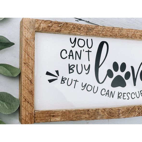 you can't buy love but you can rescue it subway tile sign