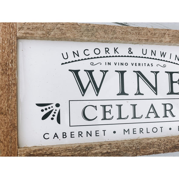 wine cellar subway tile sign