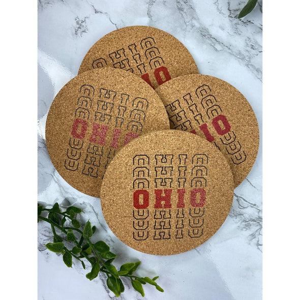 Ohio Stacked Cork Or Sandstone Coasters