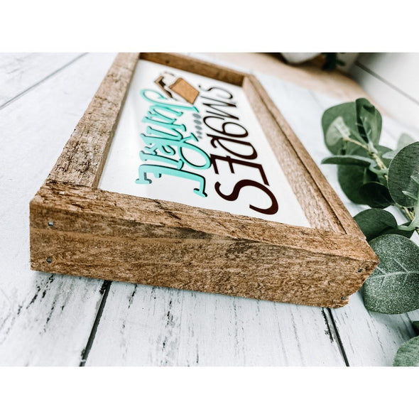 s'mores junkie camping subway tile sign