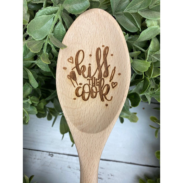 Kiss The Cook Wine Wooden Spoon