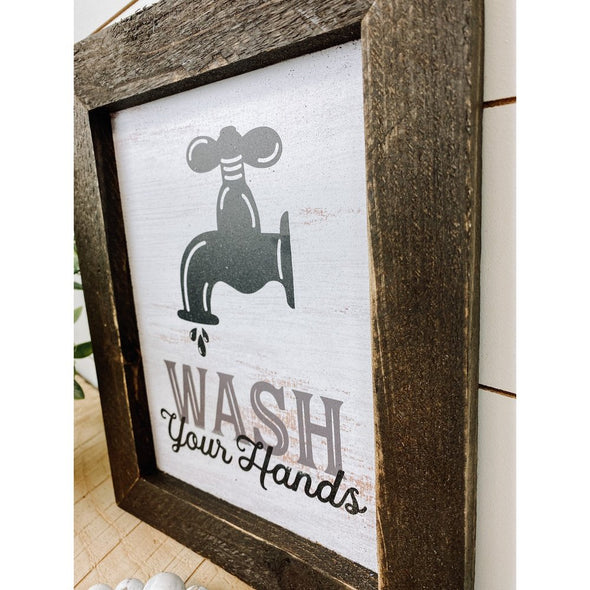 Wash Your Hands Bathroom Wood Sign