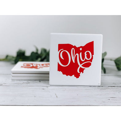 ohio coasters, chio decor, ohio state decor, beverage coasters, drink coasters