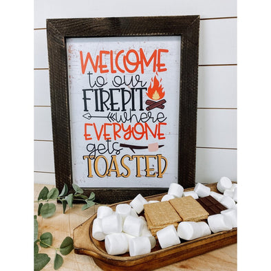 Welcome To Our Fire Pit Camping Sign
