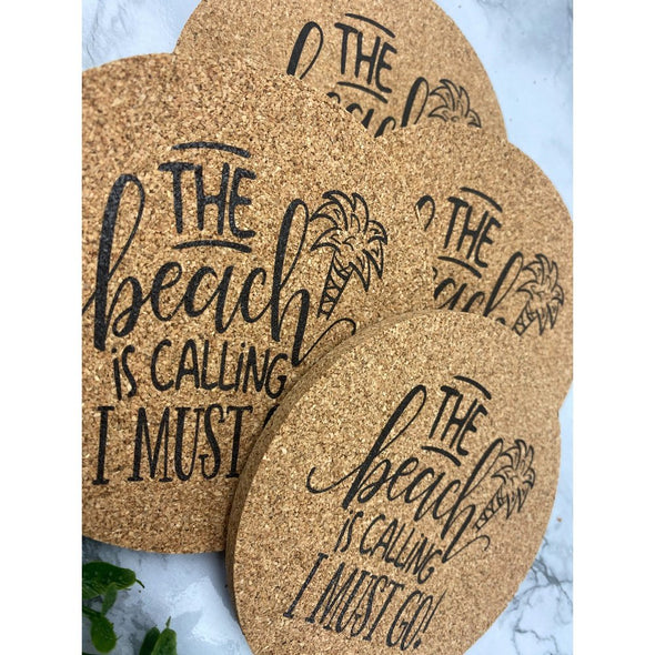 The Beach Is Calling I Must Go With A Palm Tree Cork Or Sandstone Coasters