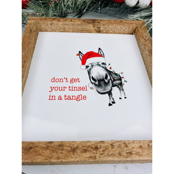 Jingle All The Way With Donkey Subway Tile Sign, Christmas Decor, Christmas Sign