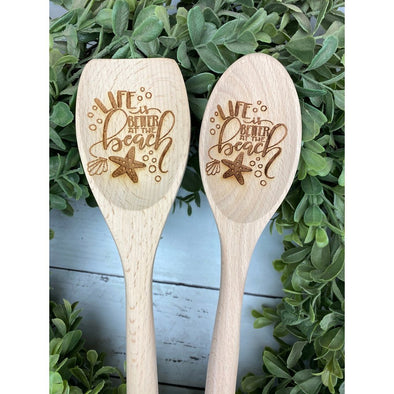 Life Is Better At The Beach with Star Fish Wooden Spoon