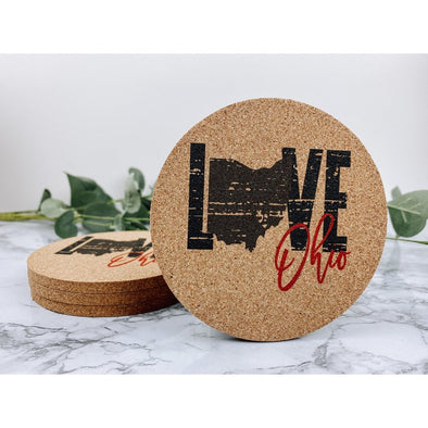 love ohio, ohio coasters, ohio state, ohio decor, drink coasters, beverage coasters