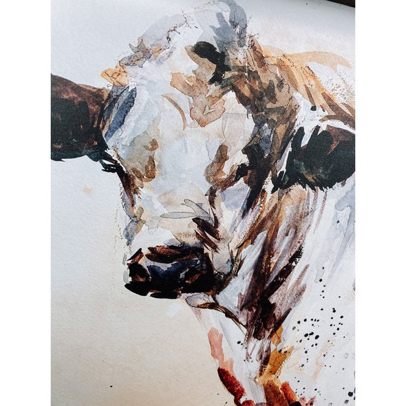 watercolor white bull sign