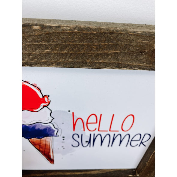 hello summer with patriotic snow cone sign