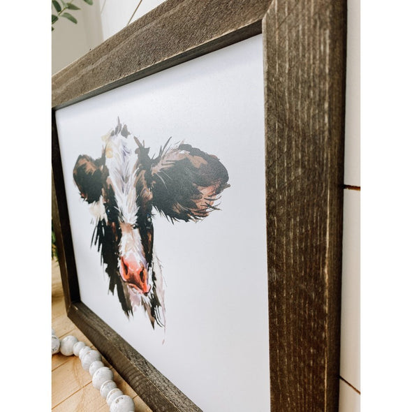 Watercolor Cow Wood Sign