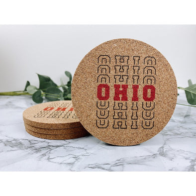 Ohio Stacked Cork Or Sandstone Coasters